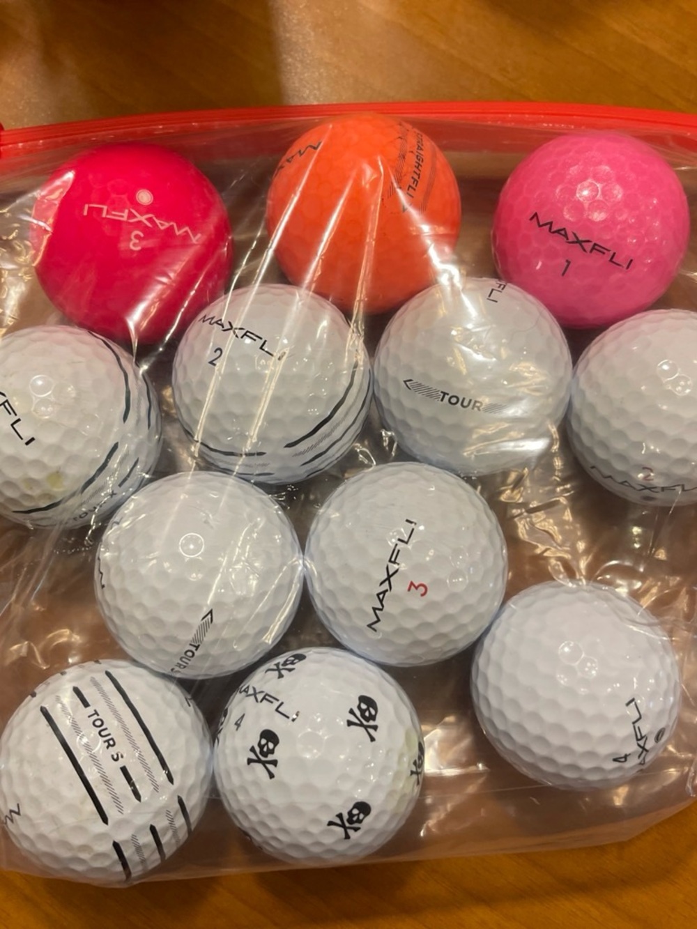 MAXFLI Golf Balls - White, Pink & Orange Mixed Pack. Comes with one dozen